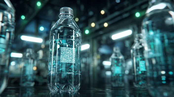 Realistic_Transparent_PET_bottles_with_QR code mark